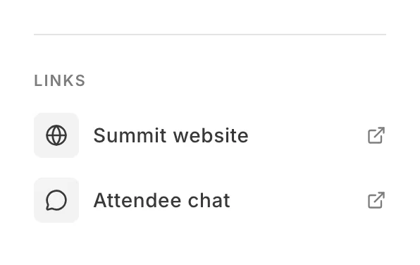 Links on the event page