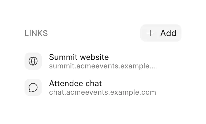 The Links section on the Details page
