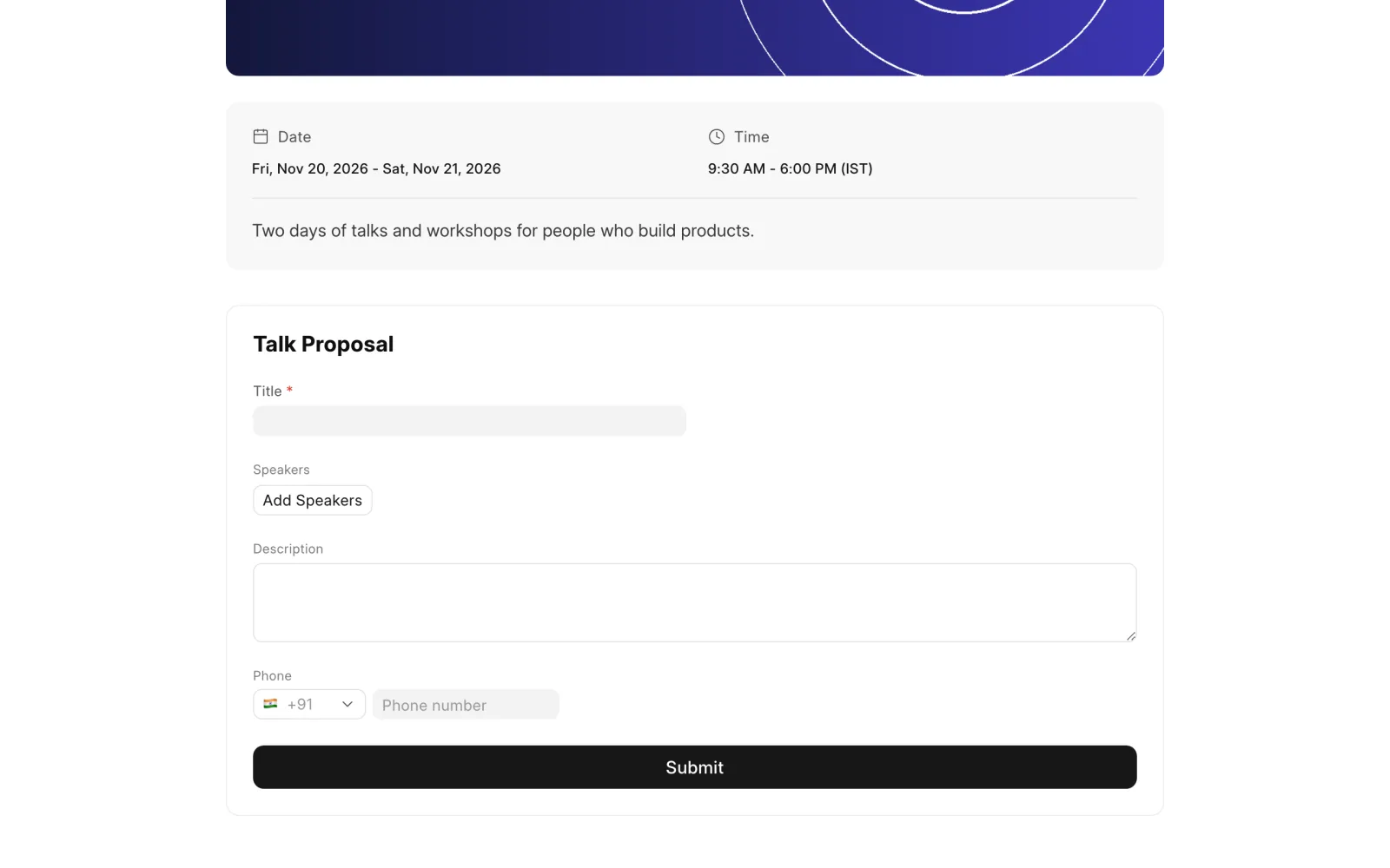 The talk proposal form