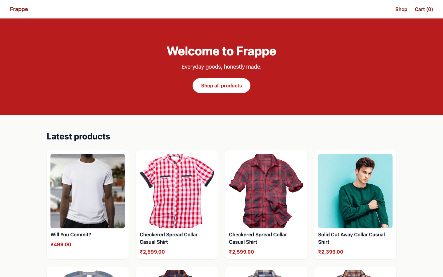 The Acme home page in preview