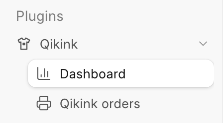 Plugins > Qikink in the sidebar, with Dashboard and Qikink orders